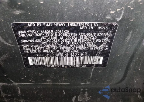 2017 Subaru Forester 2.5I Touring из США, поврежденный, VIN JF2SJAWC6HH423953